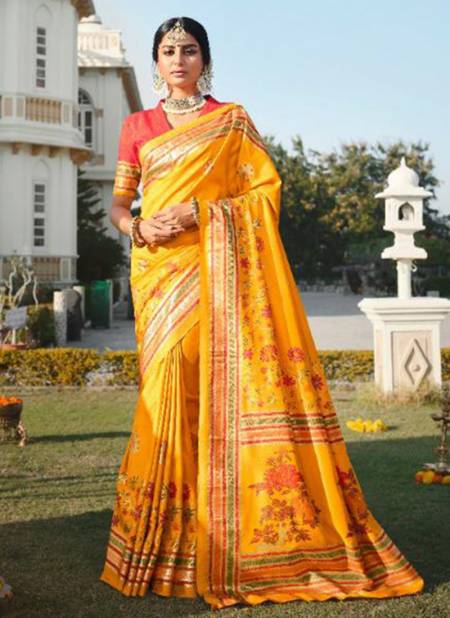 Yellow Colour Fancy Festive Wear Designer Heavy Patola Silk Saree Collection 53707